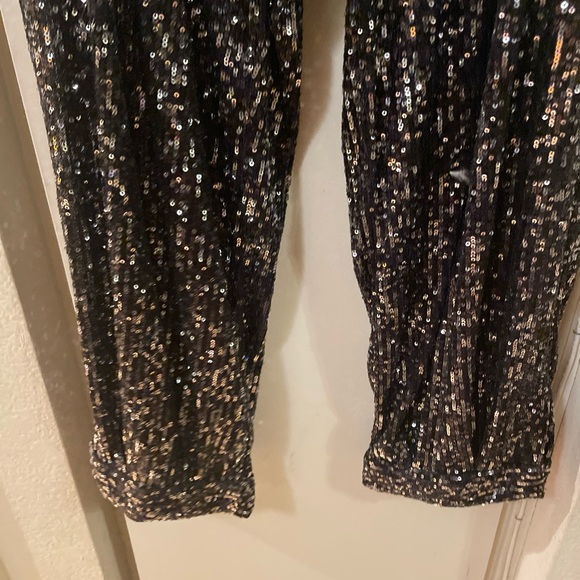 zara black sequin pants sz XL - Picture 7 of 11